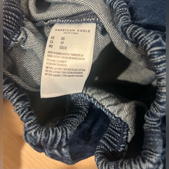 American eagle cropped smocked denim top size xs - Picture 5 of 11